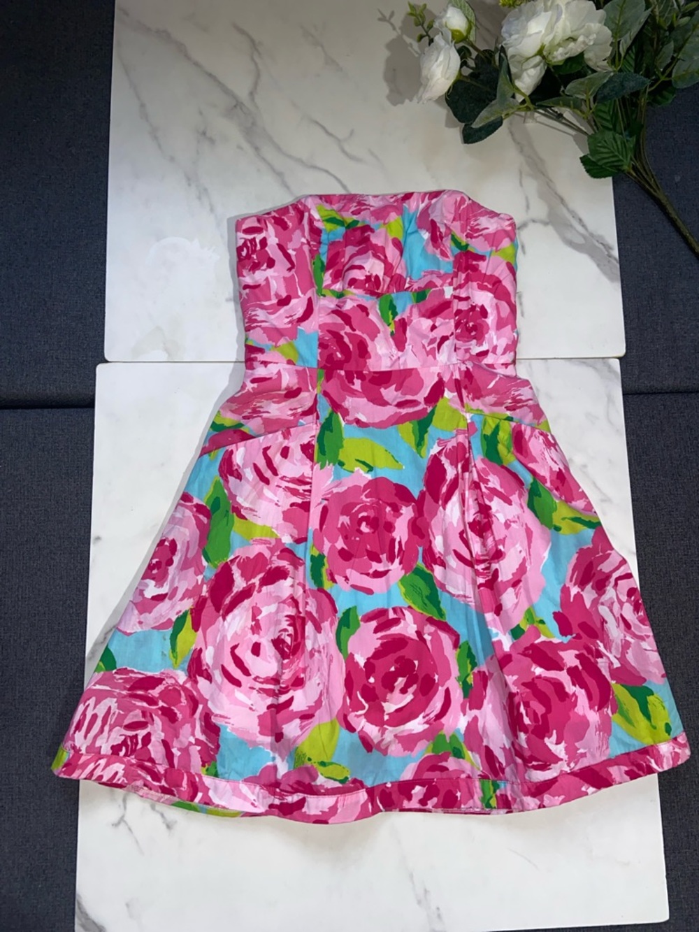 Lilly Pulitzer Blossom Strapless Mini Dress Hottie Pink Size 00